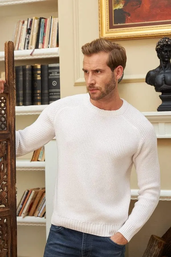 Long Sleeve Sweater Shirts for Men - Classic Crewneck Midweight Pullover,Soft Casual Slim Fit Lightweight Sweatshirts for Men