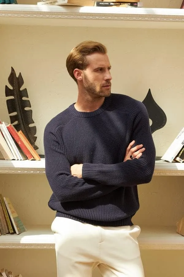 Long Sleeve Sweater Shirts for Men - Classic Crewneck Midweight Pullover,Soft Casual Slim Fit Lightweight Sweatshirts for Men