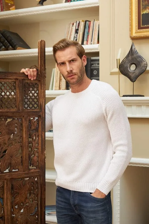 Long Sleeve Sweater Shirts for Men - Classic Crewneck Midweight Pullover,Soft Casual Slim Fit Lightweight Sweatshirts for Men