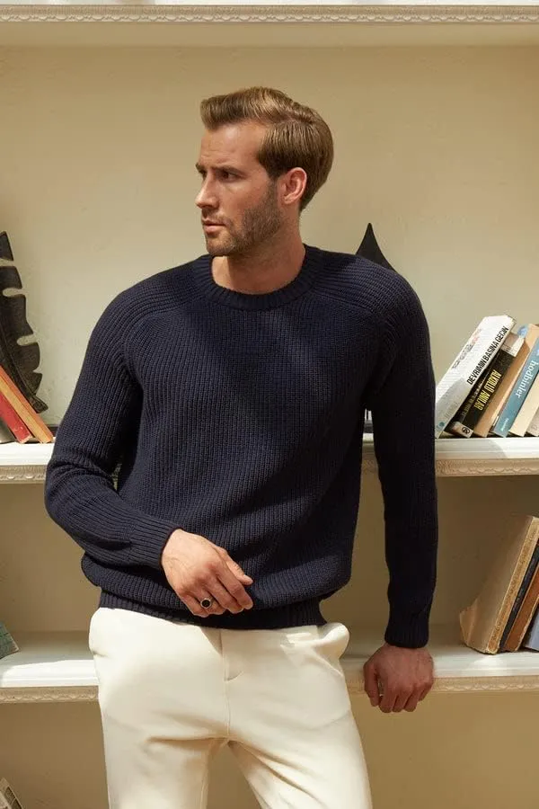 Long Sleeve Sweater Shirts for Men - Classic Crewneck Midweight Pullover,Soft Casual Slim Fit Lightweight Sweatshirts for Men
