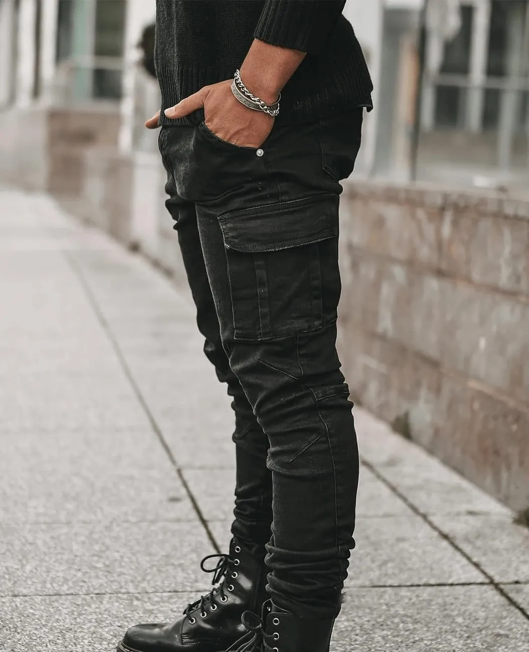 Maiyifu-GJ Men's Ripped Distressed Skinny Jeans Slim Fit Stretch Hip Hop Denim Pants Fashion Casual Straight Leg Biker Jeans
