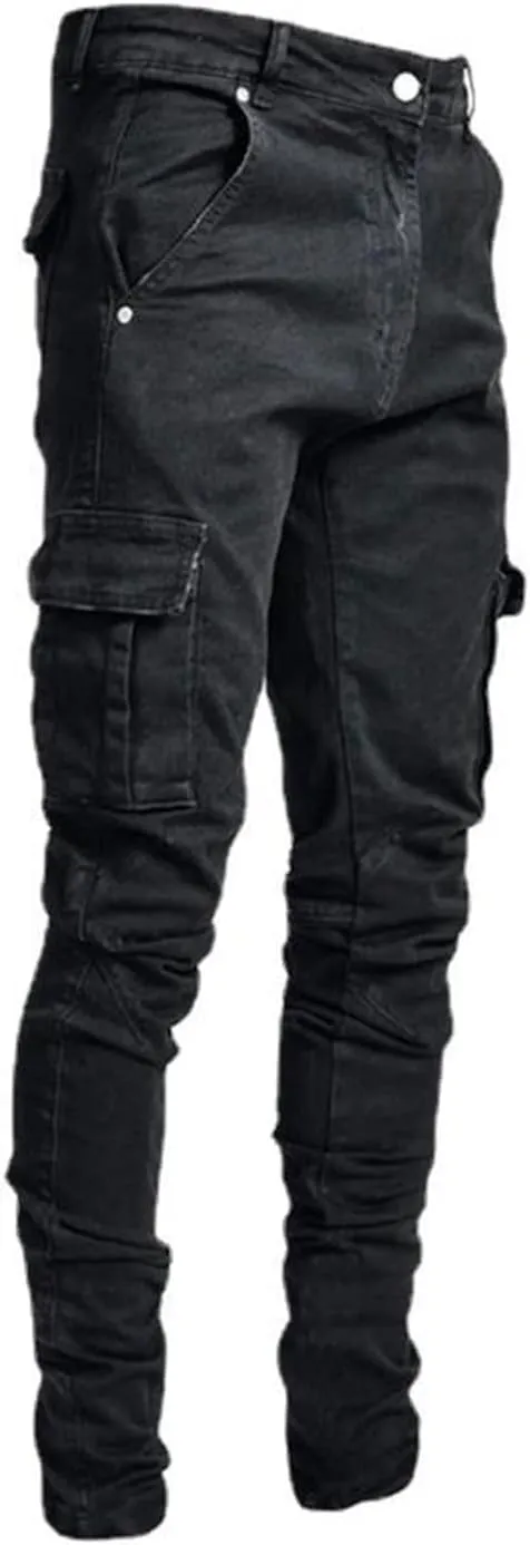 Maiyifu-GJ Men's Ripped Distressed Skinny Jeans Slim Fit Stretch Hip Hop Denim Pants Fashion Casual Straight Leg Biker Jeans