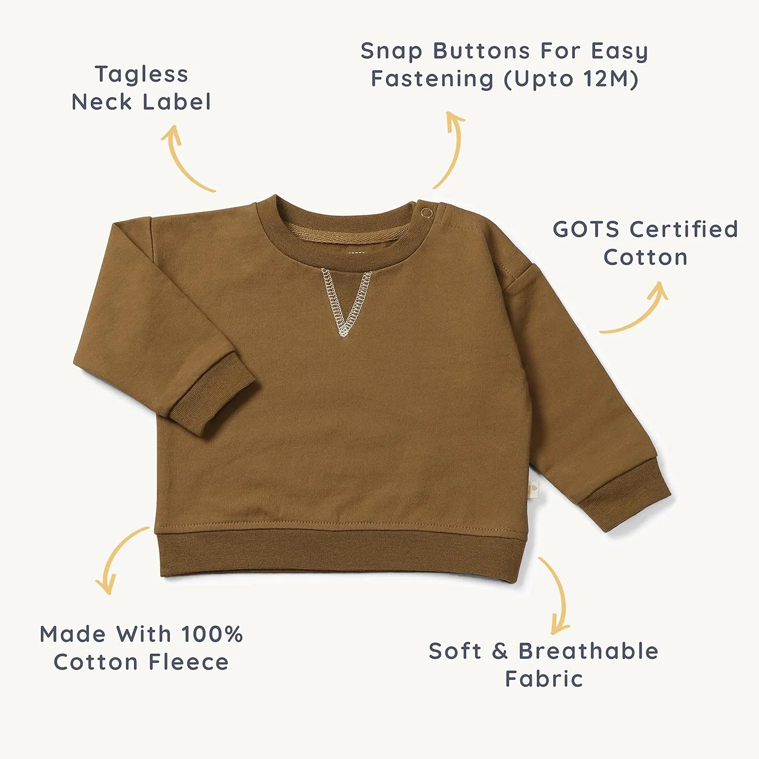 MakeMake Organics GOTS Certified Organic Cotton Sweatshirt Baby Toddler Young Kids Boys Girls Pullover Sweater