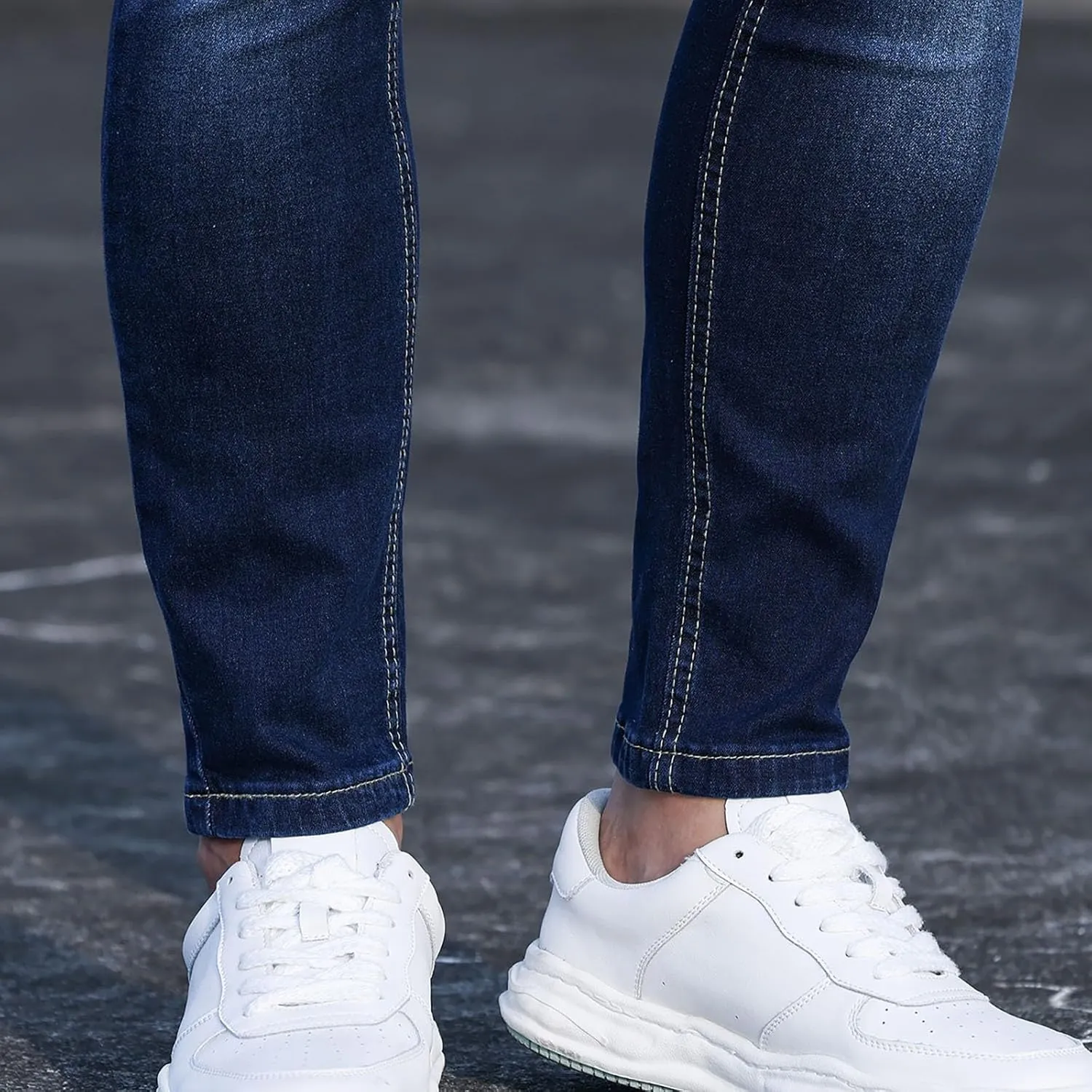 Means Jeans Comfort Stretch Denim Straight Leg Relaxed Fit Jeans for Men Flat Front Hidden Comfort Waistband Pant