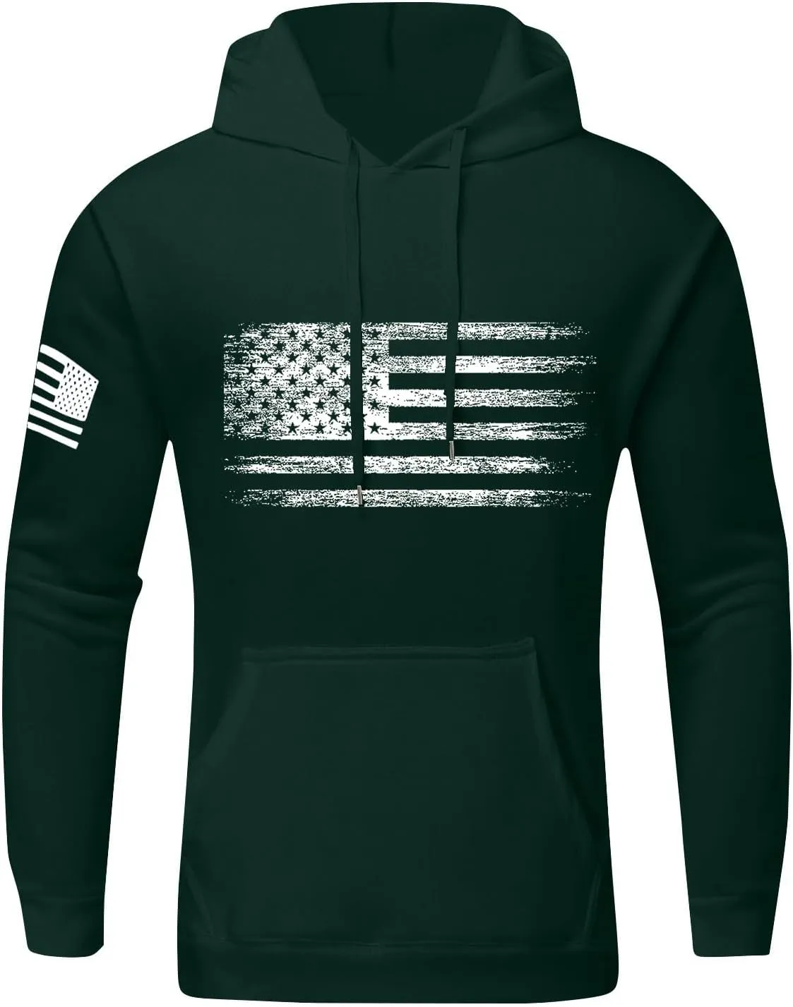 Men Big and Tall Hoodie Long Sleeve USA Flag Graphic Printed Patriotic Hooded Sweatshirt with Pocket
