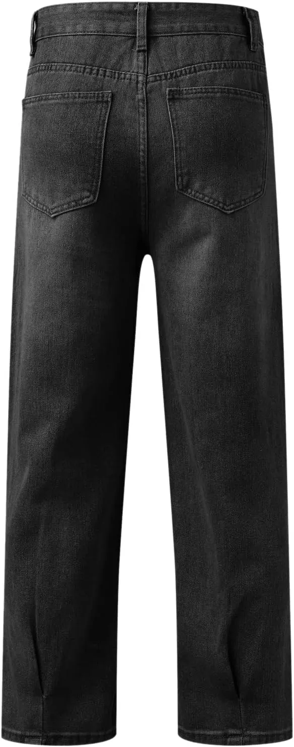 Men Jeans Baggy Y2k Wide Legs Denim Pants Stylish Hip Hop Straight Leg Jeans High Street Streetwear Summer Trousers