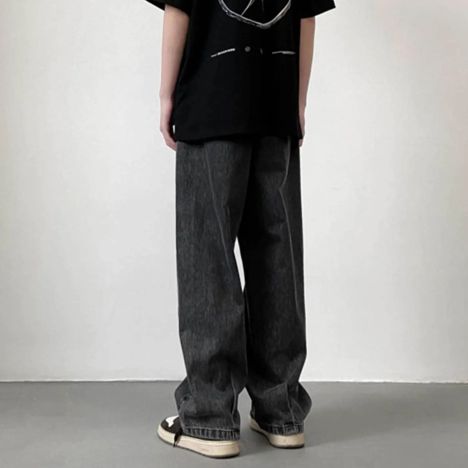 Men Jeans Baggy Y2k Wide Legs Denim Pants Stylish Hip Hop Straight Leg Jeans High Street Streetwear Summer Trousers