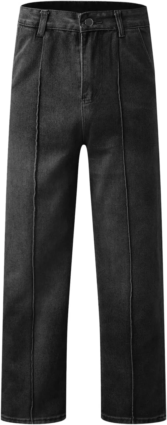 Men Jeans Baggy Y2k Wide Legs Denim Pants Stylish Hip Hop Straight Leg Jeans High Street Streetwear Summer Trousers