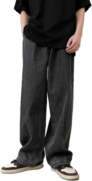 Men Jeans Baggy Y2k Wide Legs Denim Pants Stylish Hip Hop Straight Leg Jeans High Street Streetwear Summer Trousers