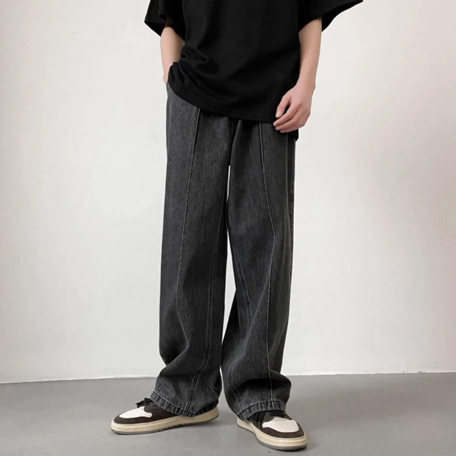 Men Jeans Baggy Y2k Wide Legs Denim Pants Stylish Hip Hop Straight Leg Jeans High Street Streetwear Summer Trousers