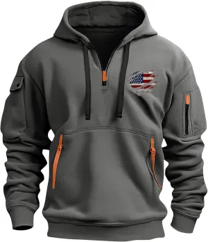 Men Tactical Hoodies Vintage Workout Fall Winter Sport Military Sweatshirt Sweaters 1/4 Zip Long Sleeve Pullover Tops