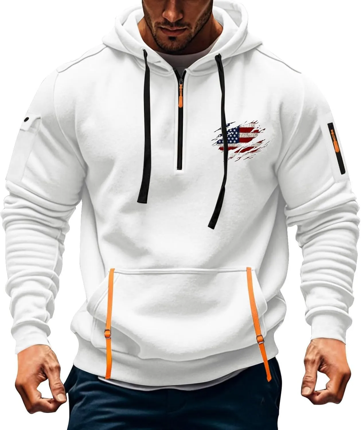 Men Tactical Hoodies Vintage Workout Fall Winter Sport Military Sweatshirt Sweaters 1/4 Zip Long Sleeve Pullover Tops