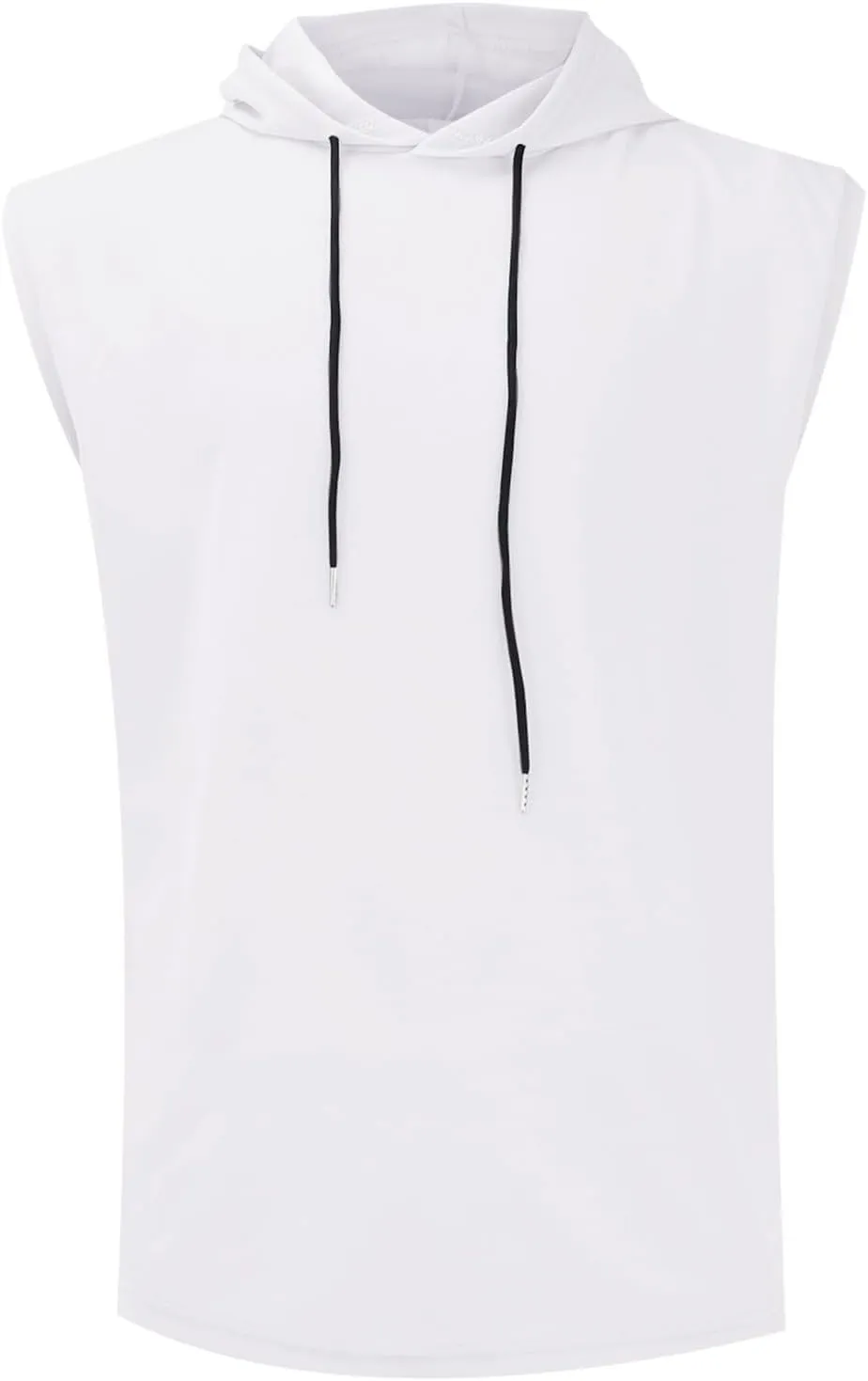 Men Workout Hooded Tank Tops Bodybuilding Muscle Cut Off T Shirt Summer Casual Sleeveless Gym Hoodies with Drawstring