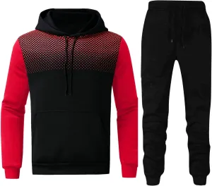 Mens 2 Piece Sweatsuit Set Leisure Splice Zipper Sweater Pants Sports Suit Color Block Hoodies and Sweatpants Set