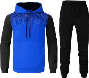 Mens 2 Piece Sweatsuit Set Leisure Splice Zipper Sweater Pants Sports Suit Color Block Hoodies and Sweatpants Set