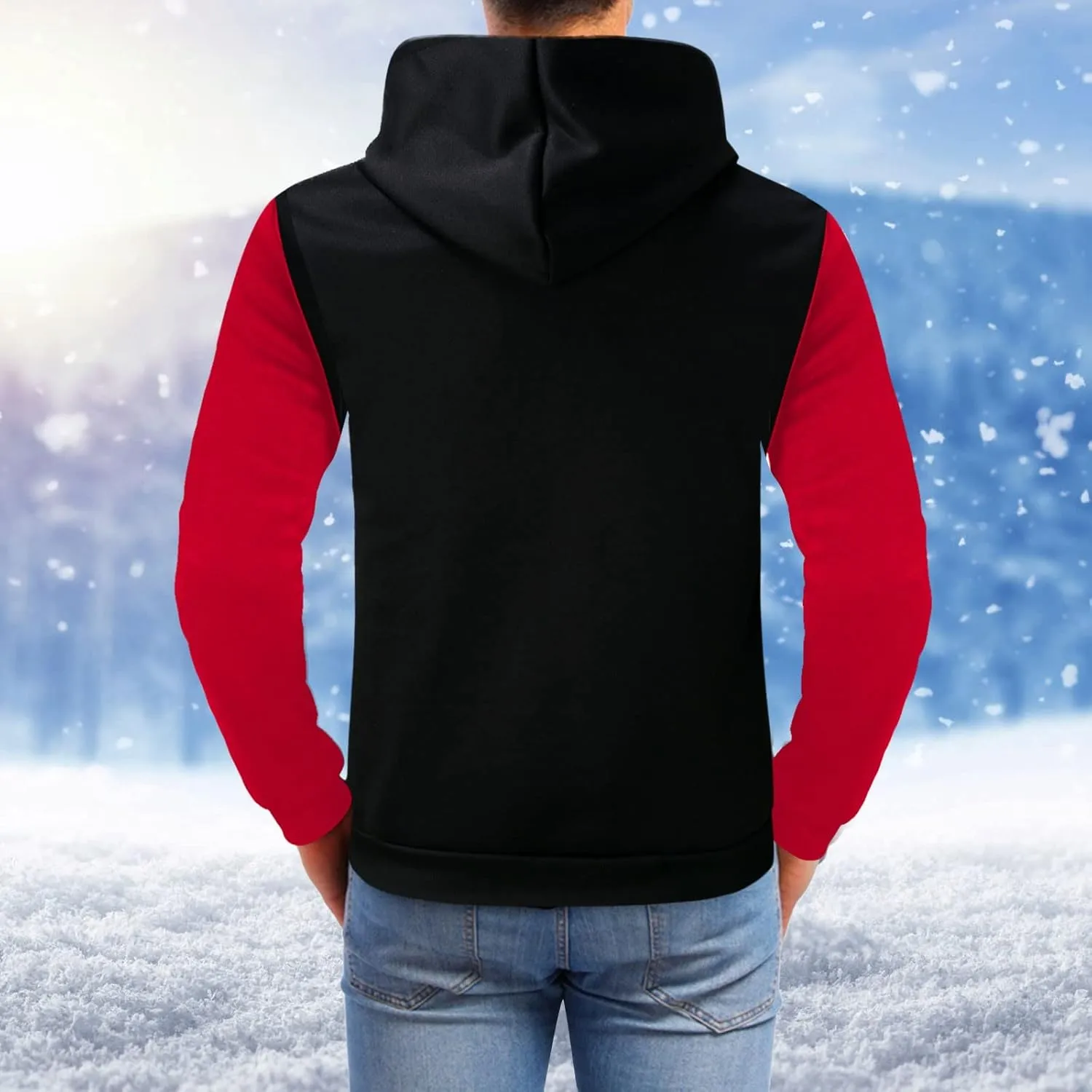 Mens 2 Piece Sweatsuit Set Leisure Splice Zipper Sweater Pants Sports Suit Color Block Hoodies and Sweatpants Set