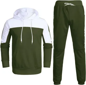 Mens 2 Piece Sweatsuits Sets Pant Sets Fashion Stitching Hooded Two Piece Suit of Color Block Hoodies and Zipper