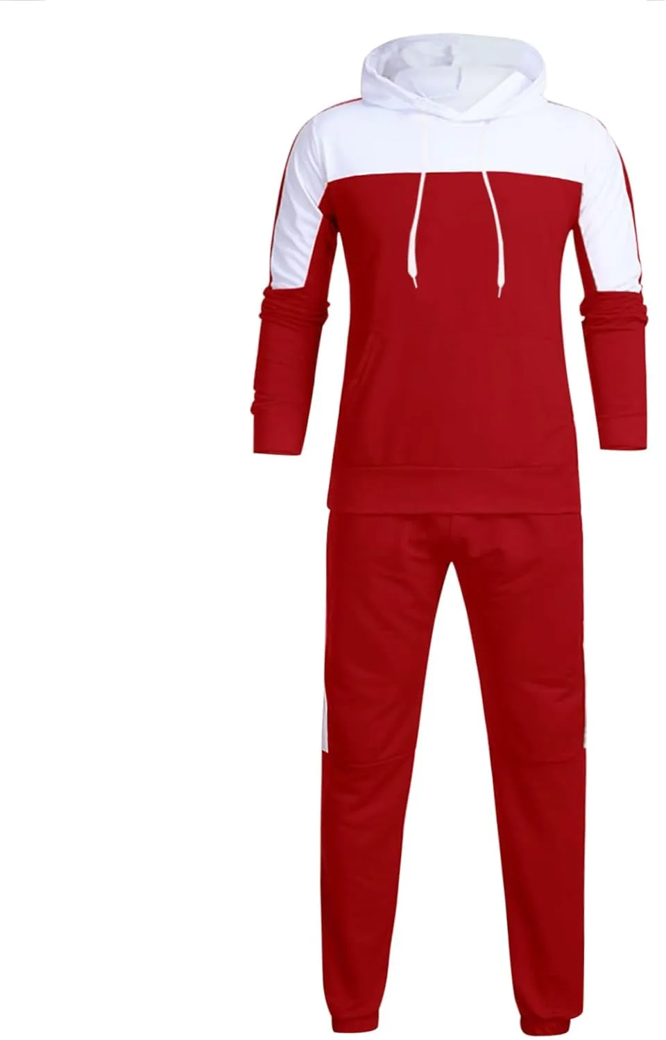 Mens 2 Piece Sweatsuits Sets Pant Sets Fashion Stitching Hooded Two Piece Suit of Color Block Hoodies and Zipper