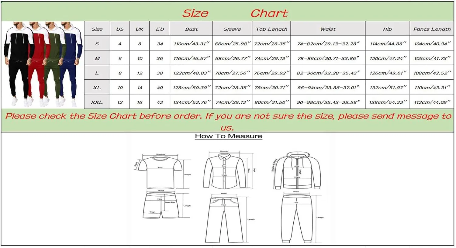 Mens 2 Piece Sweatsuits Sets Pant Sets Fashion Stitching Hooded Two Piece Suit of Color Block Hoodies and Zipper