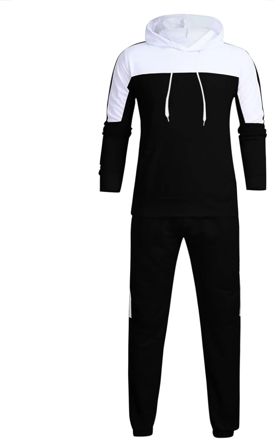 Mens 2 Piece Sweatsuits Sets Pant Sets Fashion Stitching Hooded Two Piece Suit of Color Block Hoodies and Zipper