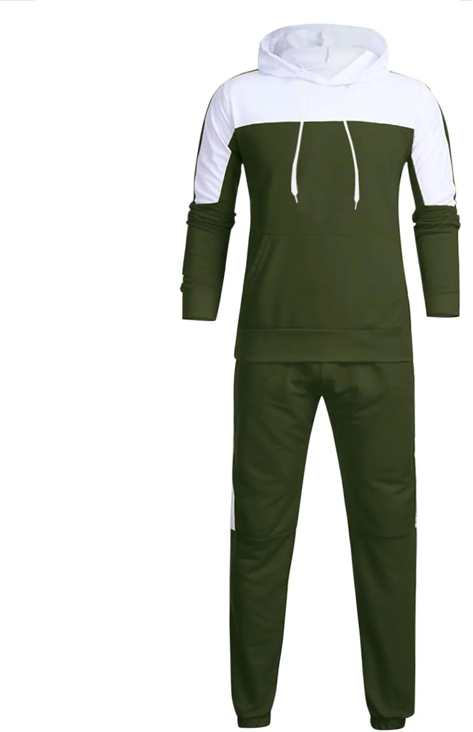 Mens 2 Piece Sweatsuits Sets Pant Sets Fashion Stitching Hooded Two Piece Suit of Color Block Hoodies and Zipper