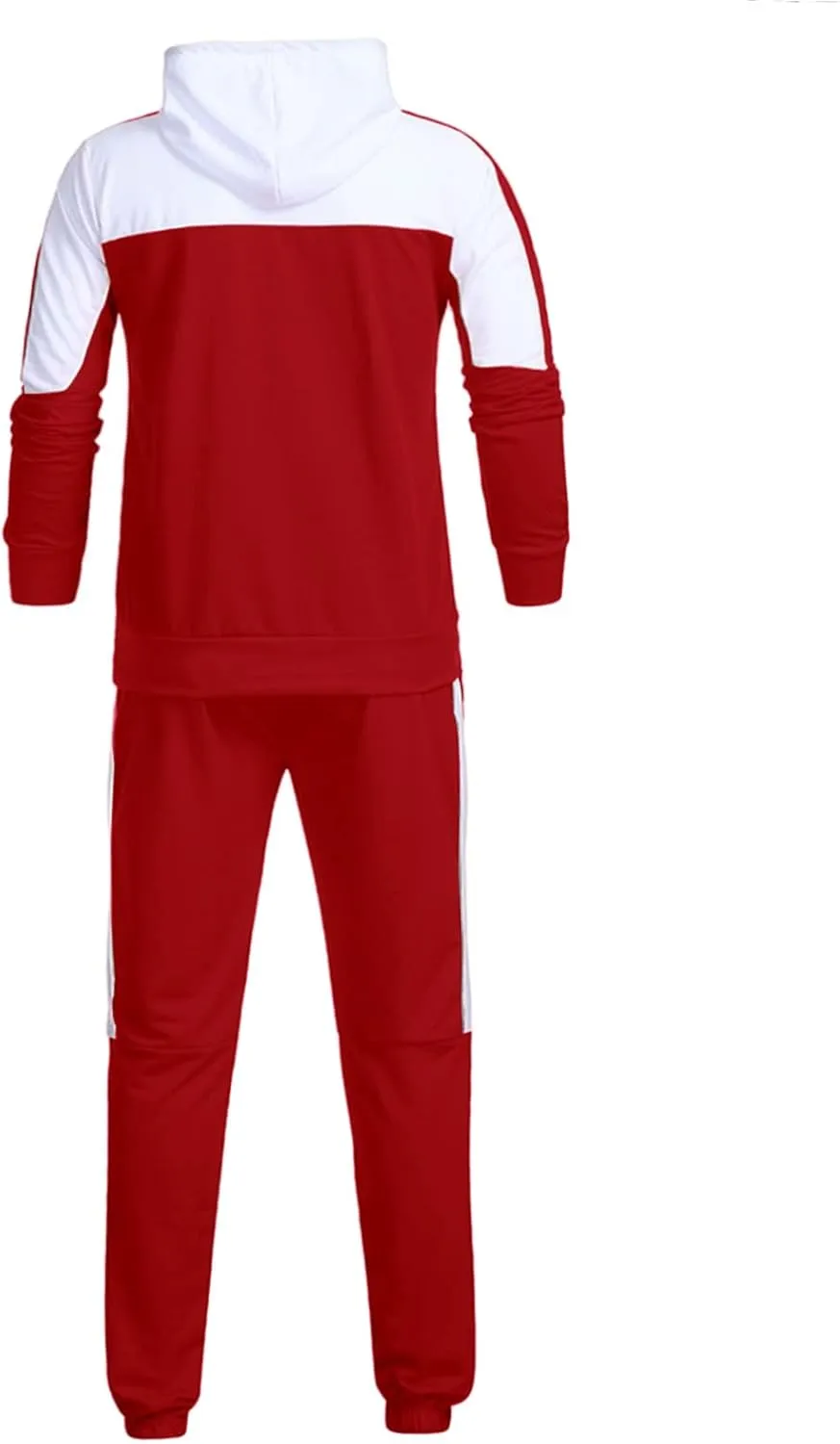 Mens 2 Piece Sweatsuits Sets Pant Sets Fashion Stitching Hooded Two Piece Suit of Color Block Hoodies and Zipper