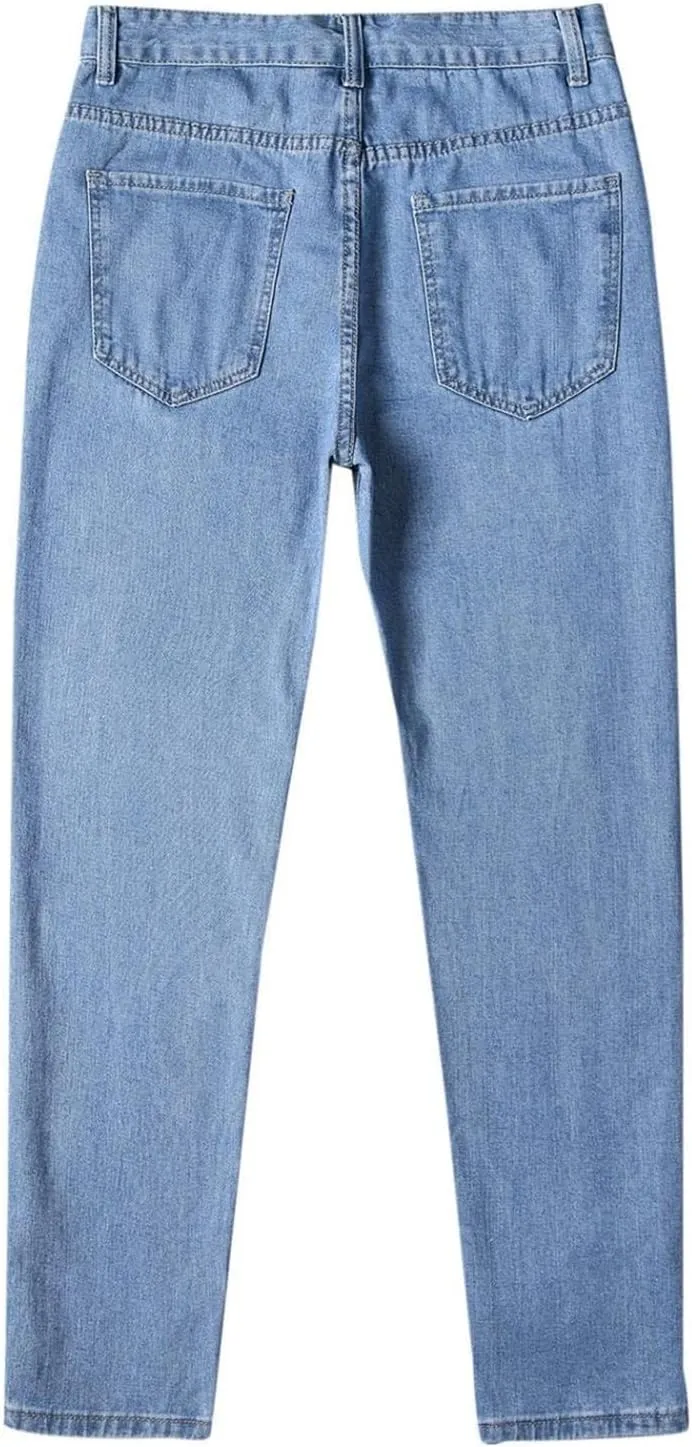 Men's Baggy Jeans Retro Wide Leg Denim Pants Stretchy Loose fit Jeans Straight Denim Trousers