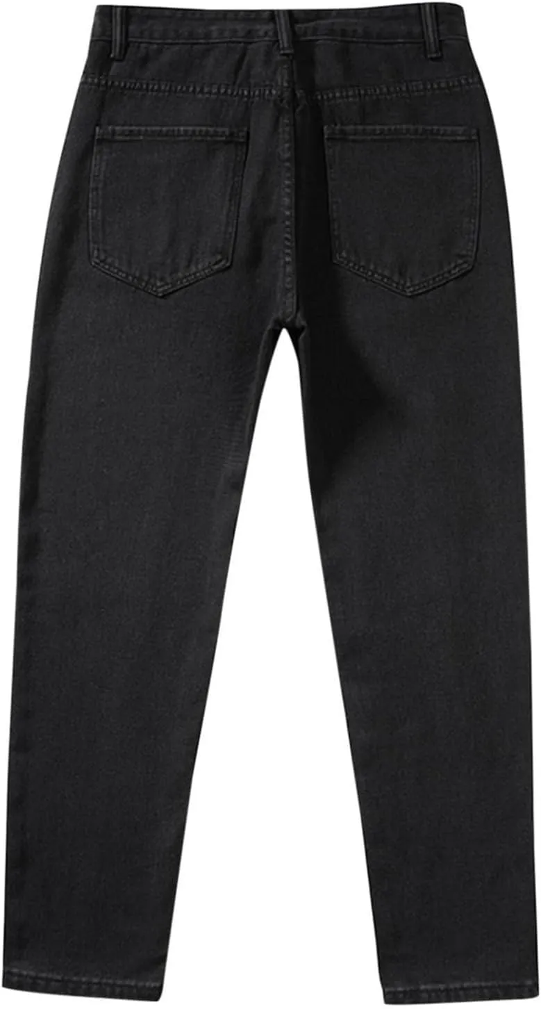 Men's Baggy Jeans Retro Wide Leg Denim Pants Stretchy Loose fit Jeans Straight Denim Trousers