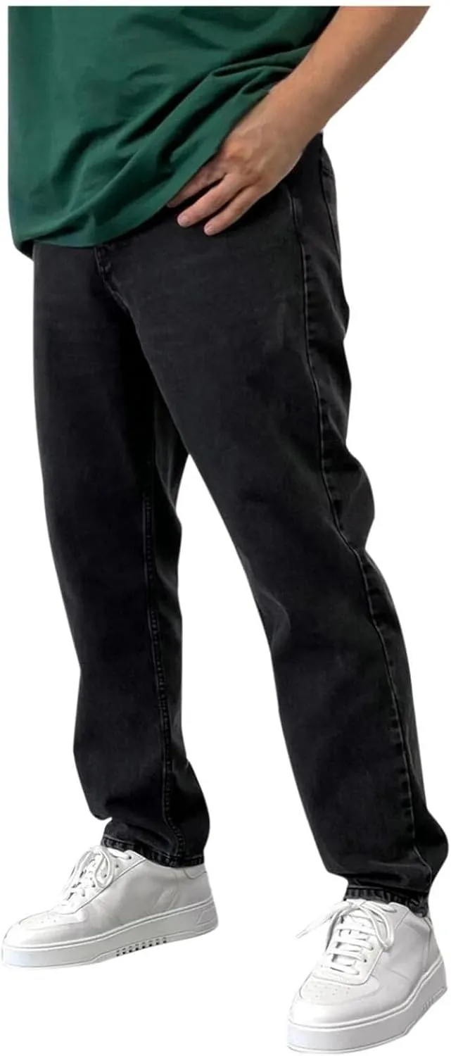 Men's Baggy Jeans Retro Wide Leg Denim Pants Stretchy Loose fit Jeans Straight Denim Trousers