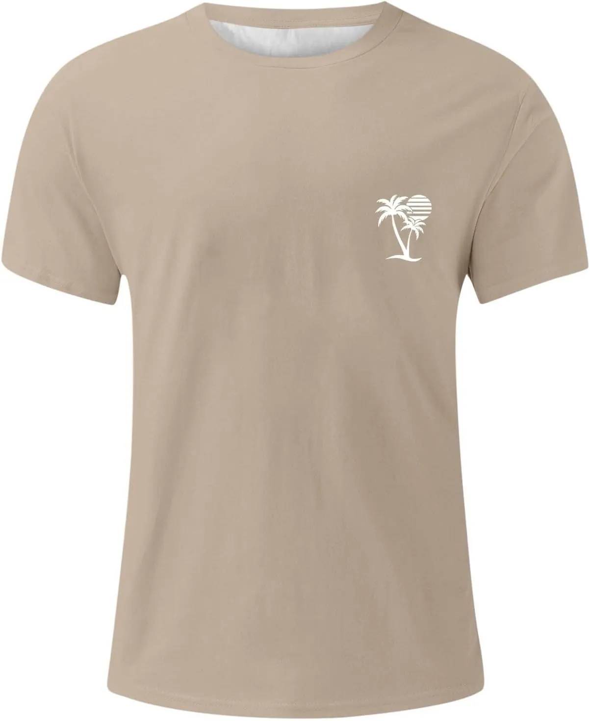 Mens Big and Tall Crew Neck Short Sleeve Drop Shoulder T-Shirts Soft Lightweight Casual Summer Coconut Printed