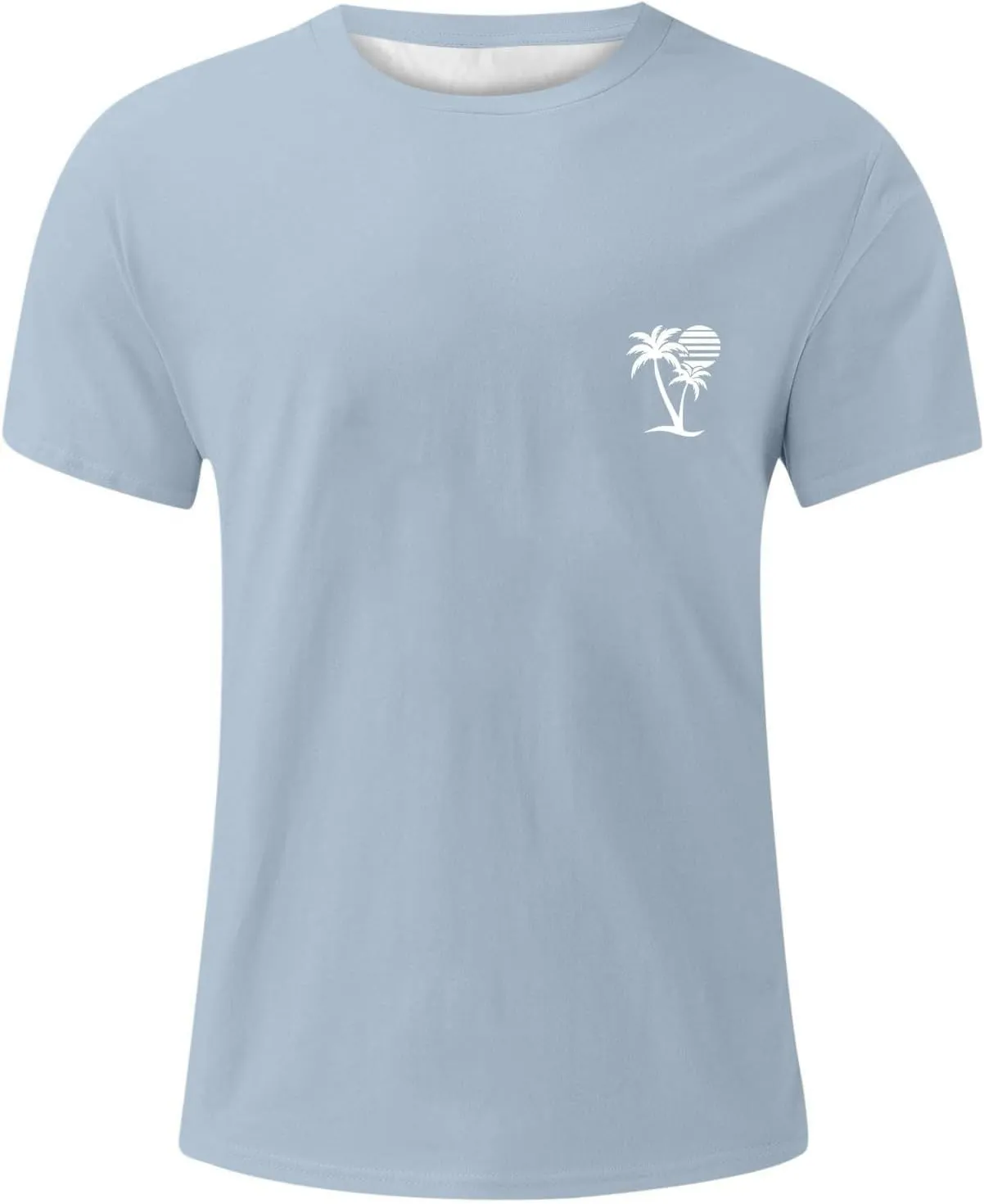 Mens Big and Tall Crew Neck Short Sleeve Drop Shoulder T-Shirts Soft Lightweight Casual Summer Coconut Printed