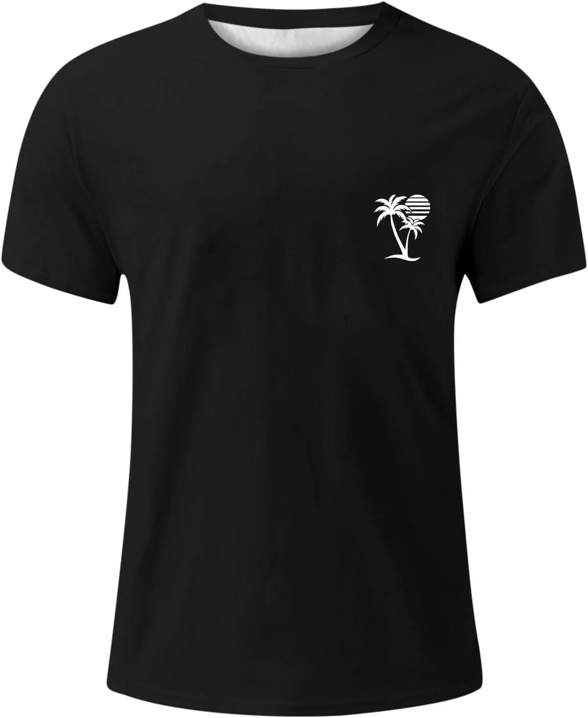 Mens Big and Tall Crew Neck Short Sleeve Drop Shoulder T-Shirts Soft Lightweight Casual Summer Coconut Printed