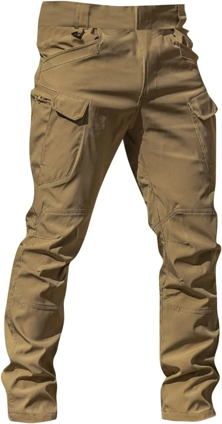 Mens Cargo Pants Work Stretch Chinos Pants Slim Fit Multi Pockets Tapered Fit Baggy Pants Workout Joggers Trousers