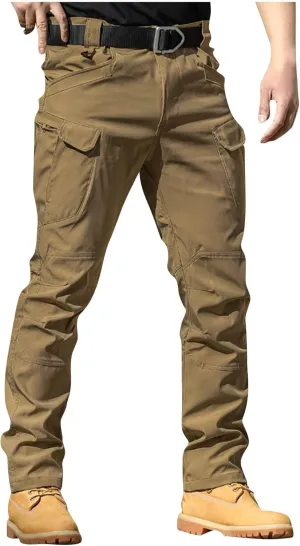 Mens Cargo Pants Work Stretch Chinos Pants Slim Fit Multi Pockets Tapered Fit Baggy Pants Workout Joggers Trousers