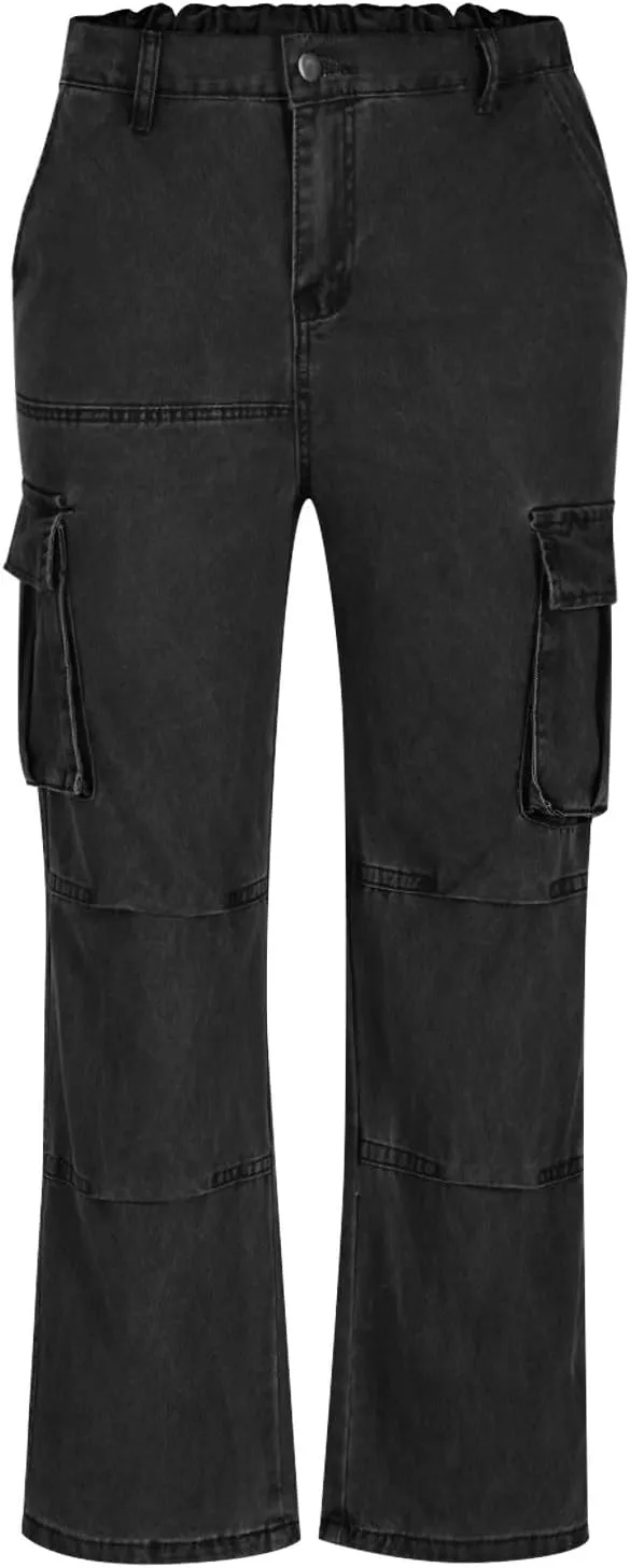 Men's Cargo Pants Y2k Fashion Multiple Pockets Plus Size Washed Workwear Full Length Trouser Comfy Cargo Sweatpant