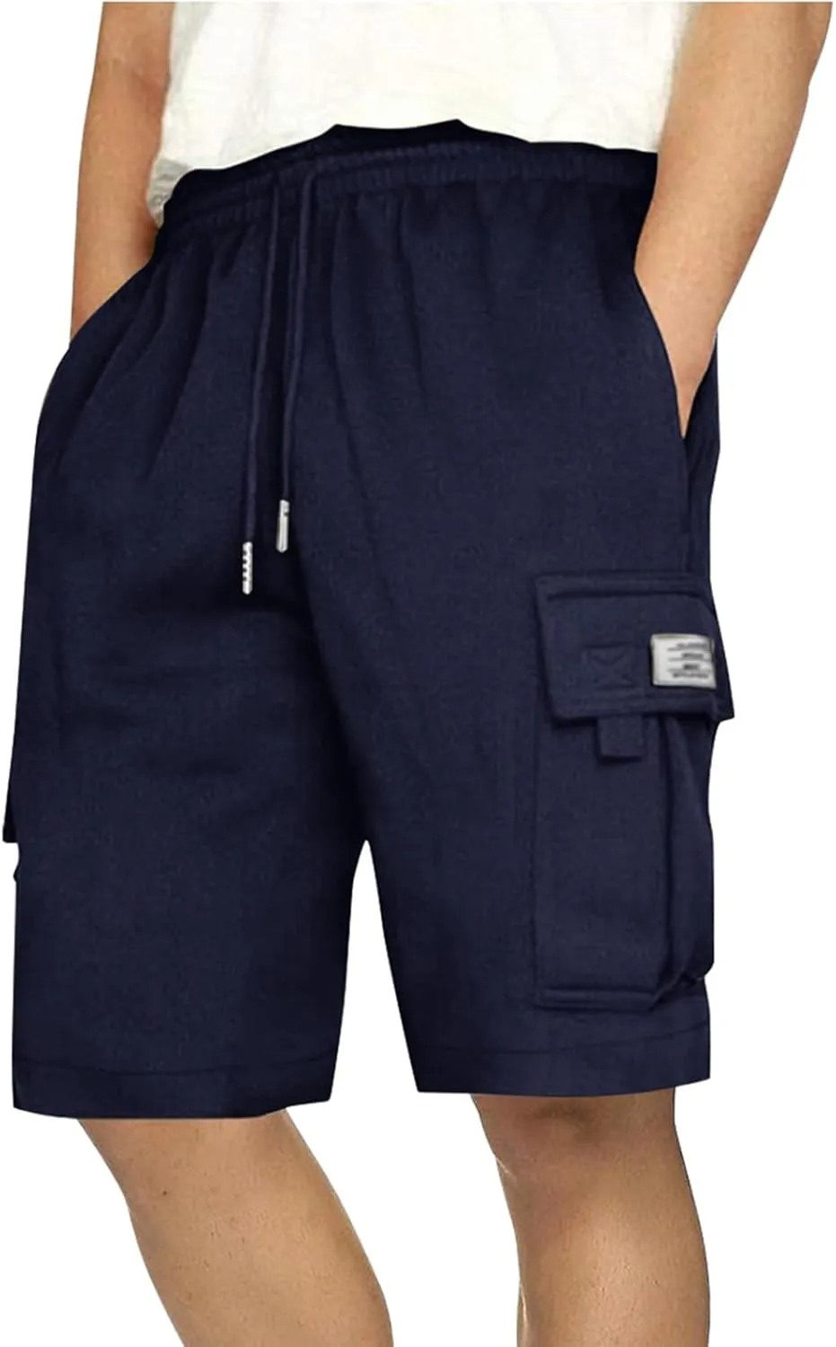 Mens Cargo Sweat Shorts Casual Drawstring Elastic Waist Athletic Workout Gym Jogger Shorts with Multi Pockets