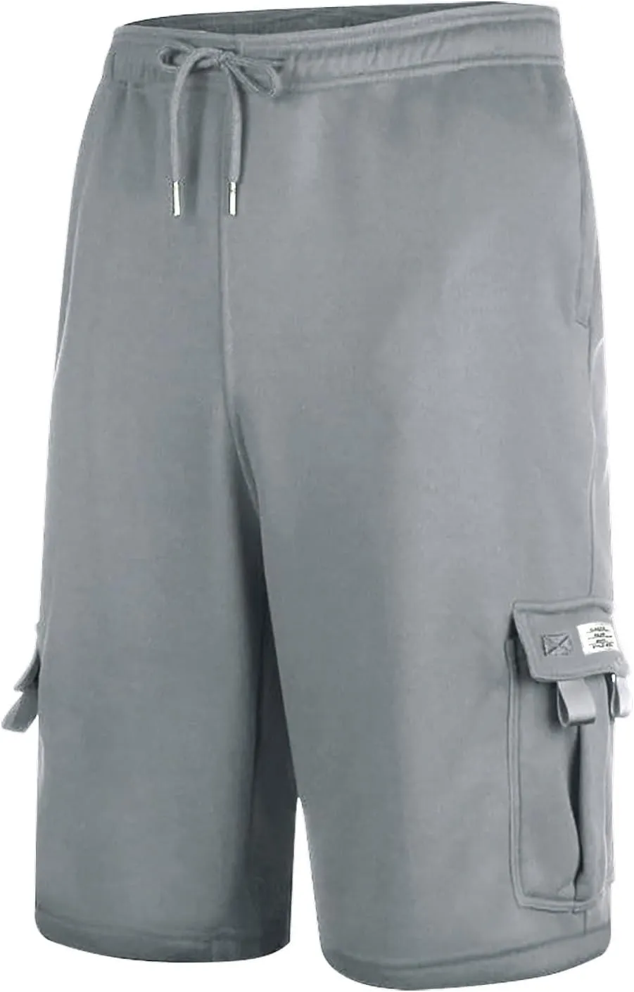 Mens Cargo Sweat Shorts Casual Drawstring Elastic Waist Athletic Workout Gym Jogger Shorts with Multi Pockets