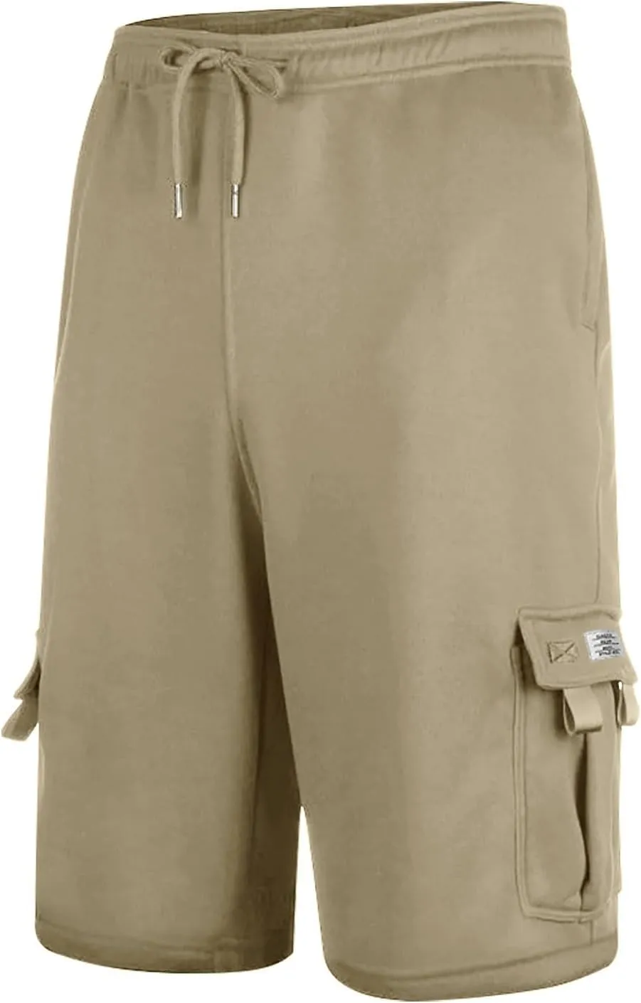 Mens Cargo Sweat Shorts Casual Drawstring Elastic Waist Athletic Workout Gym Jogger Shorts with Multi Pockets