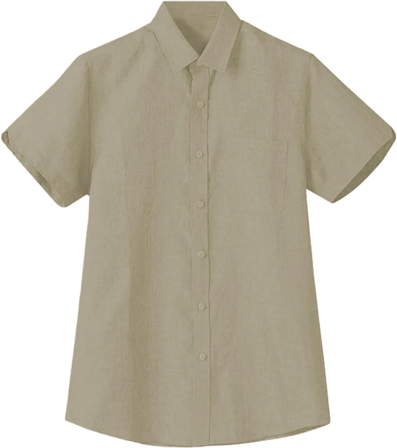 Mens Casual Linen Dress Shirt Hawaiian Short Sleeve Button Down Shirts Summer Vacation Wedding Beach Tops with Pocket