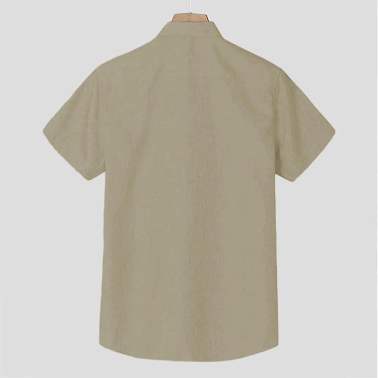 Mens Casual Linen Dress Shirt Hawaiian Short Sleeve Button Down Shirts Summer Vacation Wedding Beach Tops with Pocket