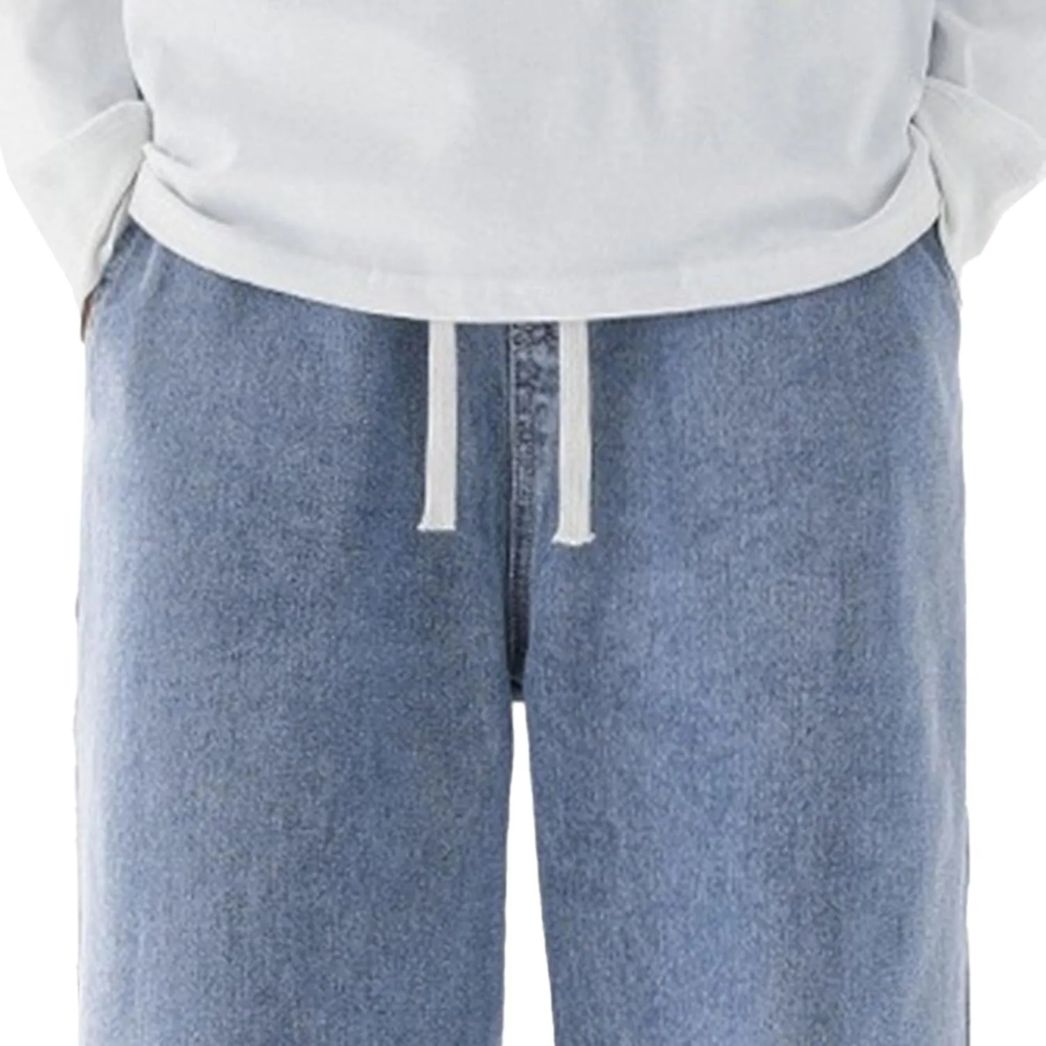 Men's Casual Ripped Jeans Stacked Distressed Patchwork Denim Pants Stretchy Straight Leg Style