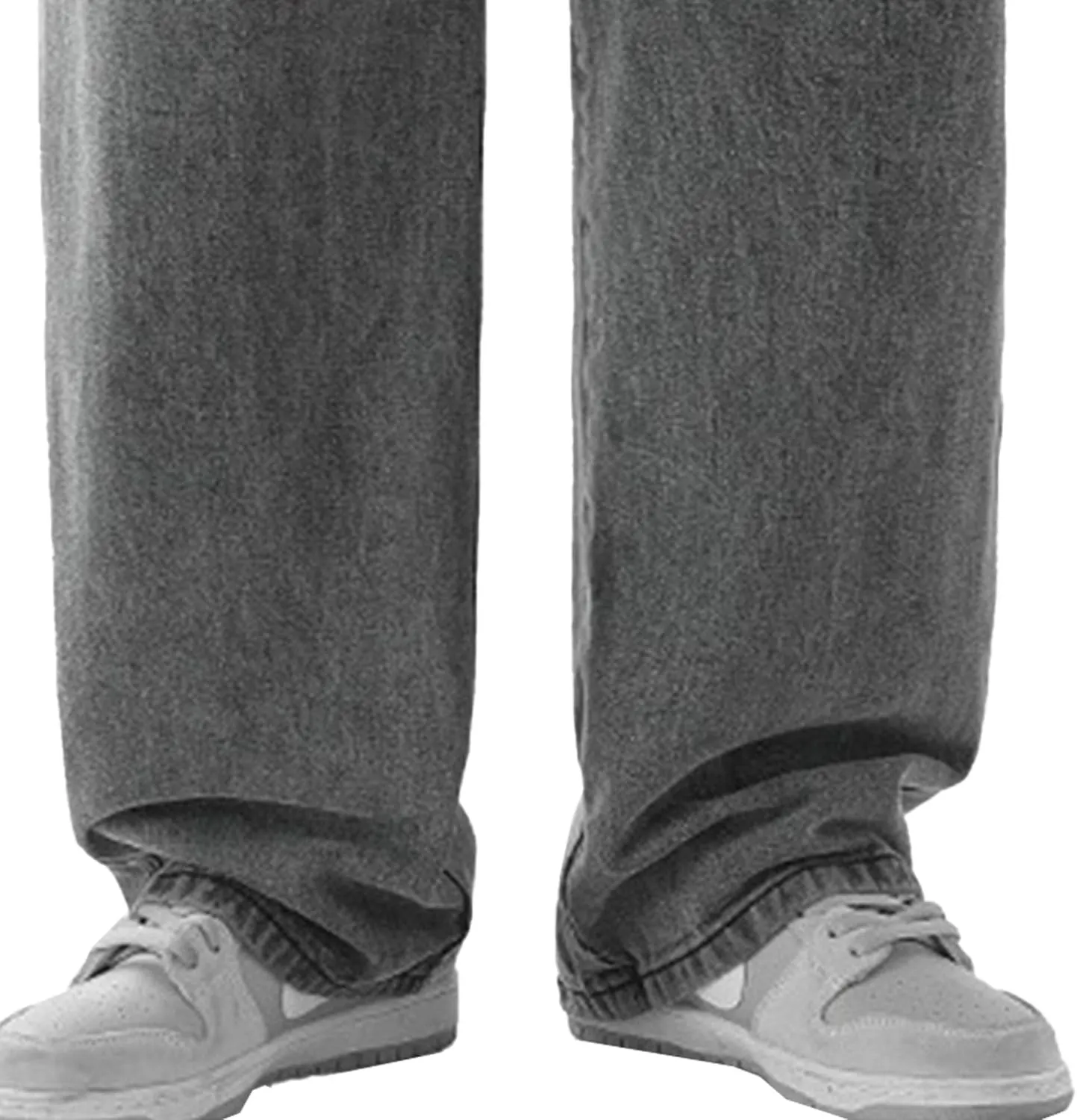 Men's Casual Ripped Jeans Stacked Distressed Patchwork Denim Pants Stretchy Straight Leg Style