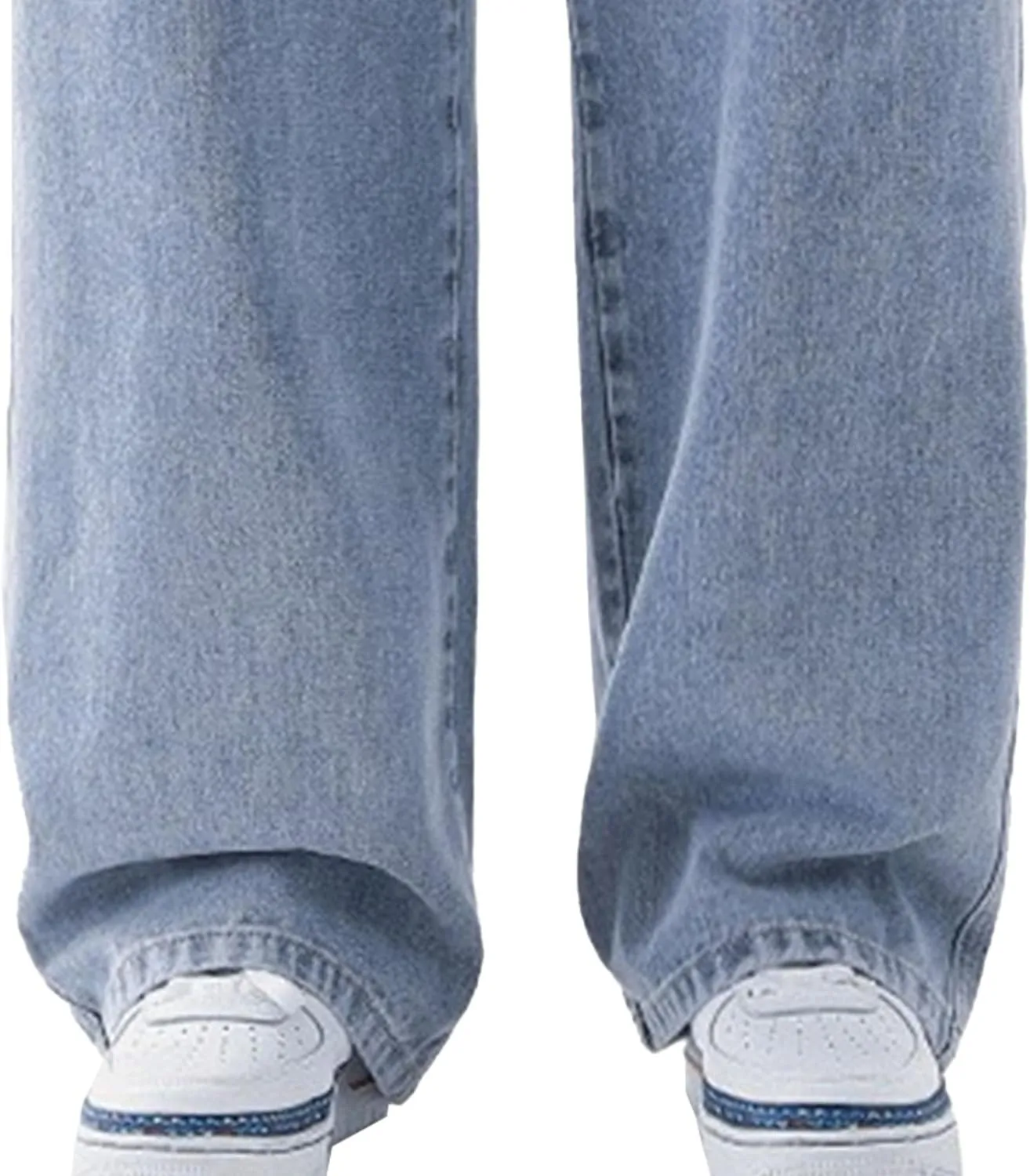 Men's Casual Ripped Jeans Stacked Distressed Patchwork Denim Pants Stretchy Straight Leg Style