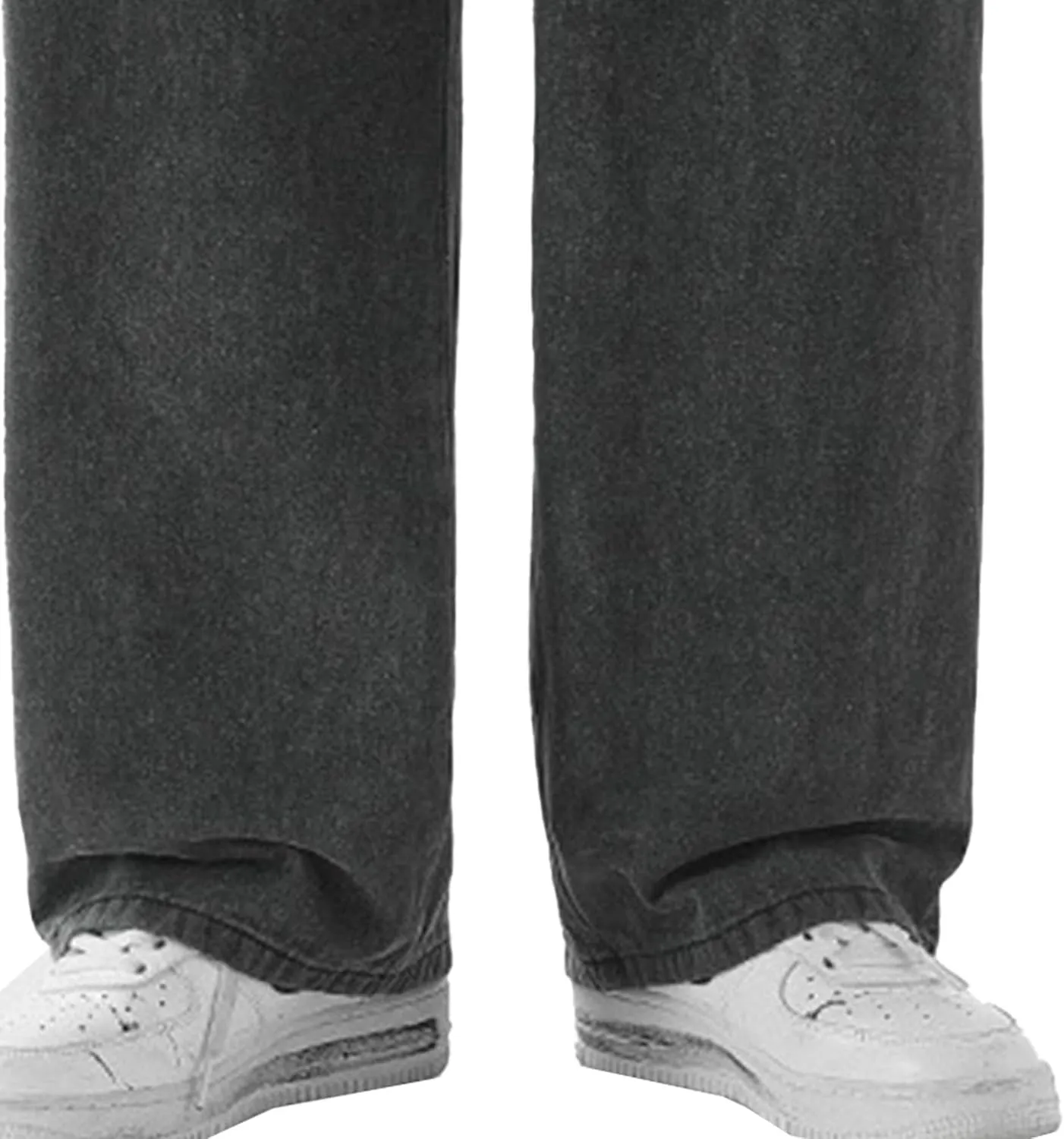 Men's Casual Ripped Jeans Stacked Distressed Patchwork Denim Pants Stretchy Straight Leg Style