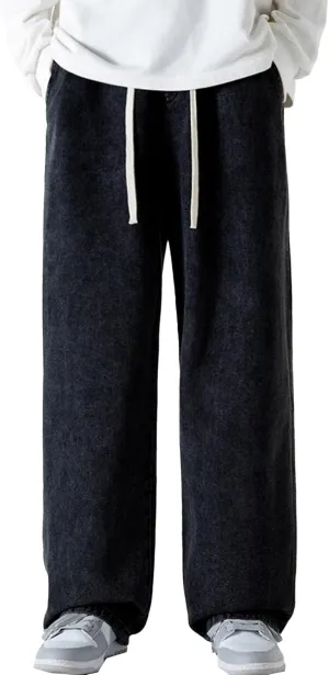 Men's Casual Ripped Jeans Stacked Distressed Patchwork Denim Pants Stretchy Straight Leg Style