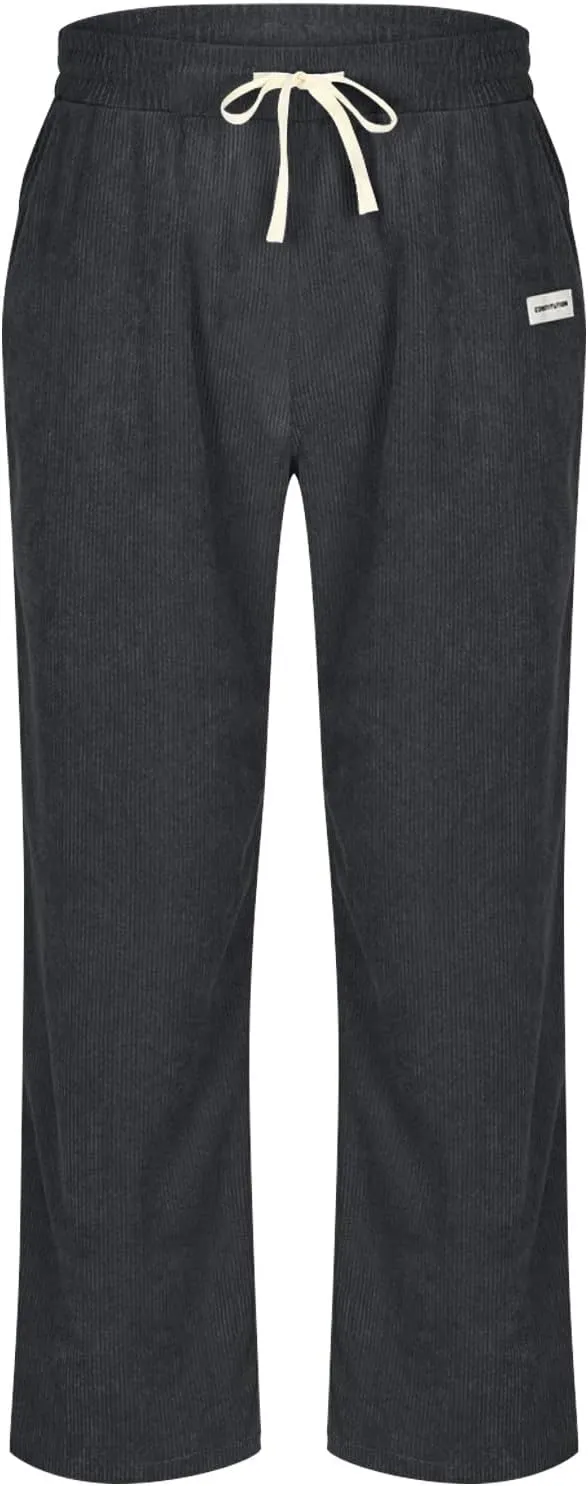Men's Corduroy Lounge Pants Casual Drawstring Elastic Waist Straight Leg Joggers Going Out Sweatpants with Pockets