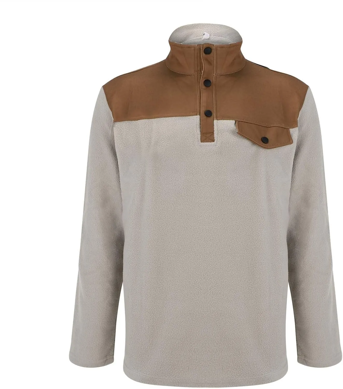 Mens Corduroy Shirt Button Up Pullover Lapel Collar Mock Neck Sweaters Long Sleeve Polo Sweatshirts with Elbow Patches