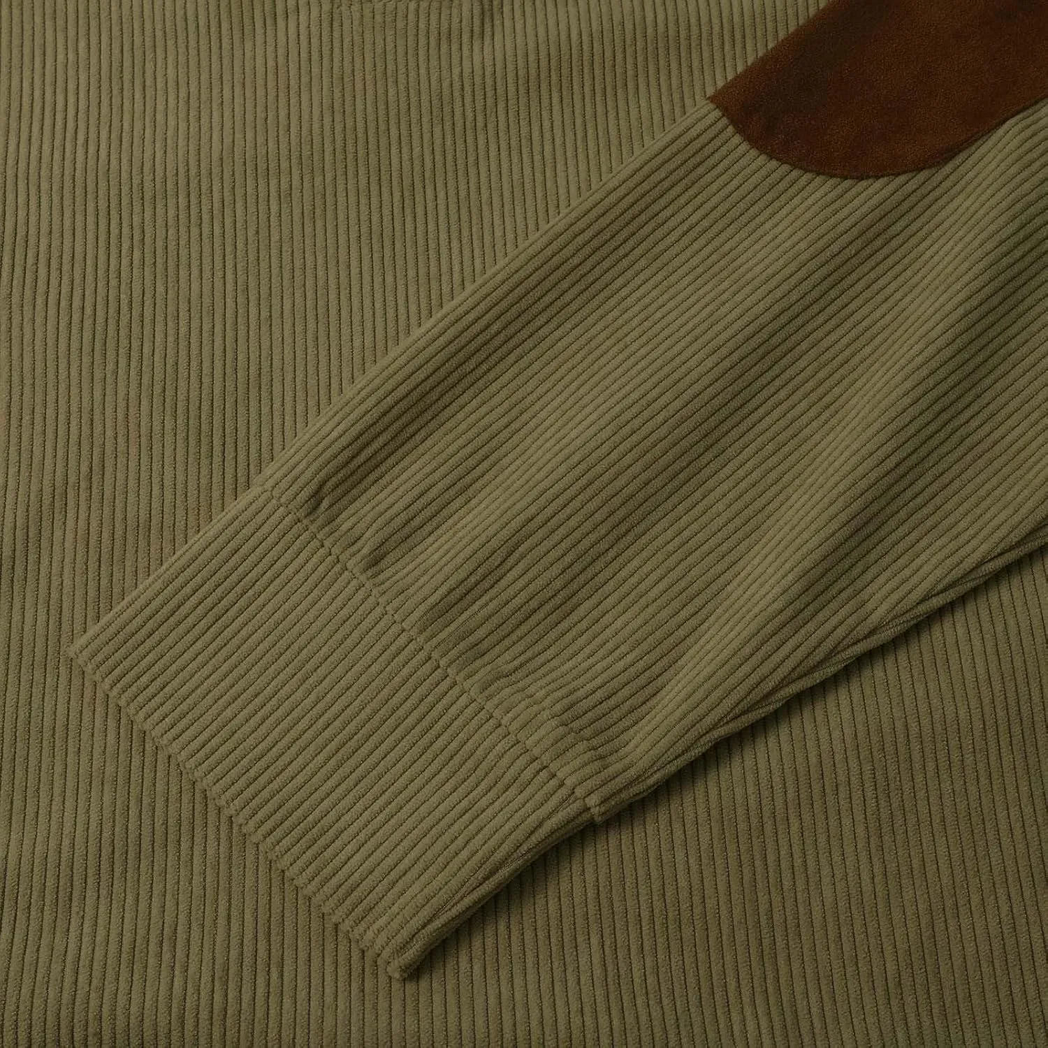 Mens Corduroy Shirt Lapel Collar Button Up Pullover Mock Neck Long Sleeve Sweaters Polo Sweatshirts with Elbow Patches