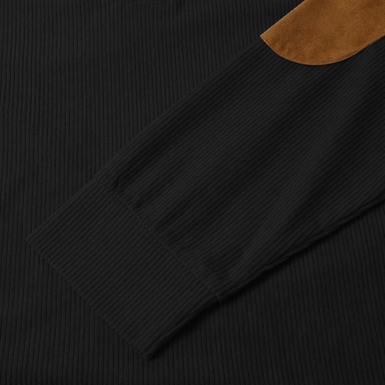 Mens Corduroy Shirt Lapel Collar Button Up Pullover Mock Neck Long Sleeve Sweaters Polo Sweatshirts with Elbow Patches