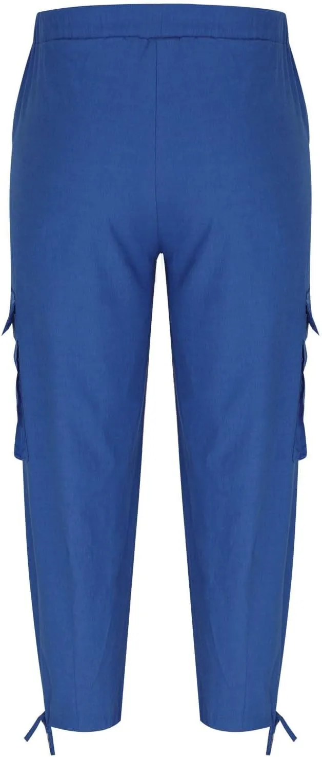 Men's Cotton Linen Lace up Elastic Waist Wide Leg Pants Fashion Solid Color Multiple Pockets Comfy Cargo Sweatpant